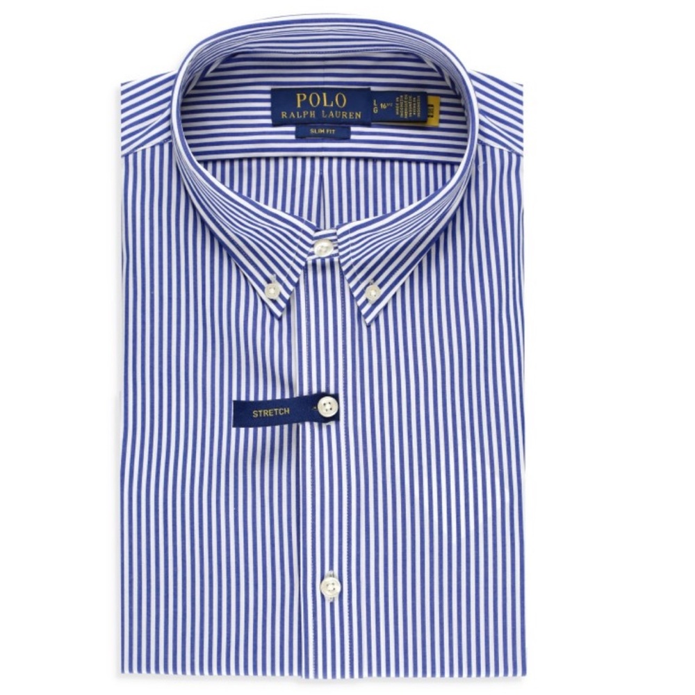 Polo Ralph Lauren Shirt Men L Blue Striped Classic Fit  New